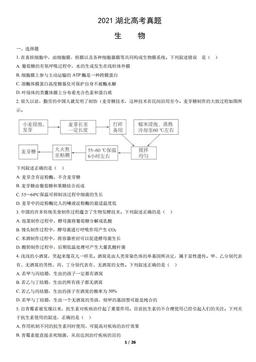 2021湖北高考真题生物（教师版）-答案