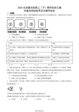 2024北京重点校高二（下）期中历史汇编：丰富多样的世界文化章节综合-答案