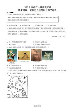 2023北京初三一模历史汇编：隋唐时期：繁荣与开放的时代章节综合-答案