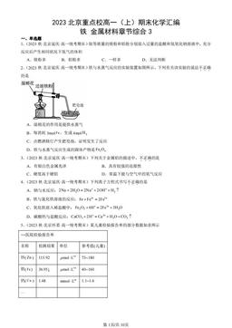 2023北京重点校高一（上）期末化学汇编：铁 金属材料章节综合3-答案