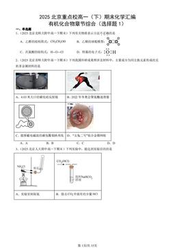 2025北京重点校高一（下）期末化学汇编：有机化合物章节综合（选择题1）-答案