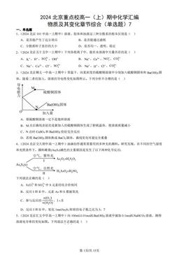 2024北京重点校高一（上）期中化学汇编：物质及其变化章节综合（单选题）7-答案