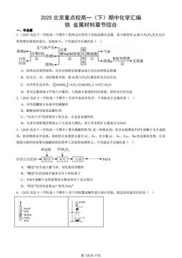 2025北京重点校高一（下）期中化学汇编：铁 金属材料章节综合-答案