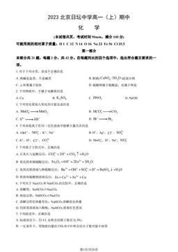 2023北京日坛中学高一（上）期中化学（教师版）-答案