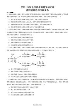 2022-2024全国高考真题生物汇编：基因的表达与性状关系-答案