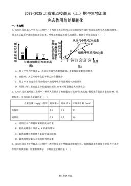 2023-2025北京重点校高三（上）期中生物汇编：光合作用与能量转化-答案